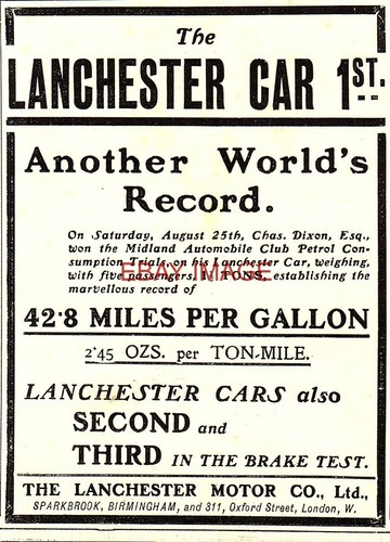Antique 1906 advert - 1906, lanchester