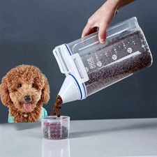 1.5/2kg Dog Cat Food Pail Plastic Storage Tank with Measuring Cup Container AU