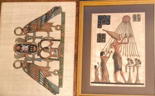 Pair egyptian papyrus art - pair,