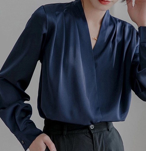 Blue navy satin look - satin,