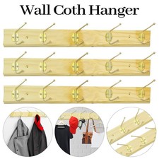2pcs Strong Wooden Wall Mounted Coat Hanger Clothes Pine Wood Rack Hooks Pegs