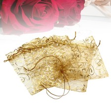 50pcs Eyelash Pattern Gauze Bags Organza Jewelry Pouches Drawstring Gift Bag