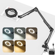 Improved Magnifying Glass with Light and Stand, 15X 10X Magnifying Lamp with Cla