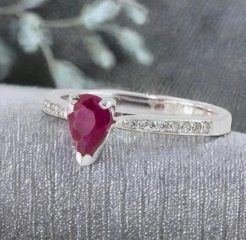 Ruby pear diamond ring - ruby, ring,