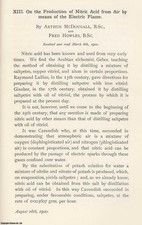 THE PRODUCTION OF NITRIC ACID FROM AIR BY MEANS OF THE ELECTRIC FLAME. AN ORIGIN