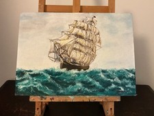 Vintage Oil Painting Clipper
