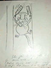 JOHN TICKNER (JET) Original Artwork Pencil Cartoon - Chef Mouse in the Wall