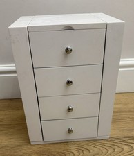 Flame Homeware Jewellery Cabinet Box Storage Organiser with Mirror White