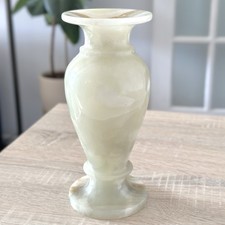 Vintage Onyx Marble Vase, Light Sage Green Beige Swirl 19.5cm / 7.6”