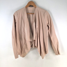 Zara womens faux leather waterfall jacket size S pink long sleeve 124274