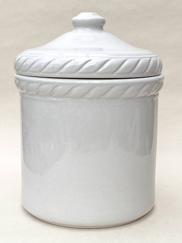White ceramic biscuit barrel - white,