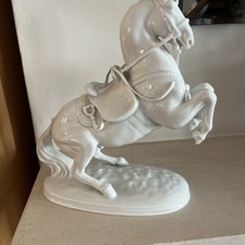 White Porcelain Horse figurine - Wien Augarten made in Austria - tasseled bridle