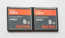 two SANDISK ULTRA 8GB COMPACT FLASH MEMORY CARD 30mb/s 