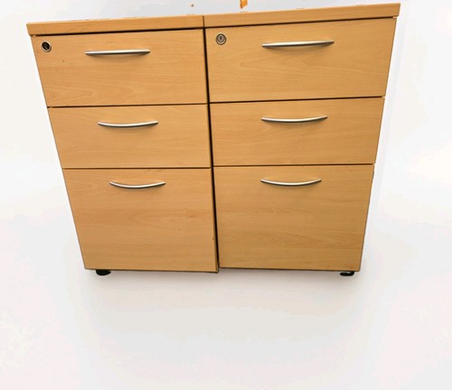 Pair beech 3 drawer - pair,
