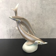 Vintage Porcelain Sturgeon Fish Entwined Hungarian HOLLÓHÁZA Ornament Figurine