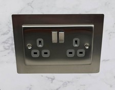Brushed Steel Double Socket