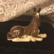 lomonosov porcelain Brown And White  Laid Down Foal/horse USSR