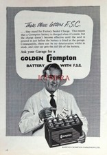 GOLDEN CROMPTON Motor Vehicle Batteries Print - Original 1957 ADVERT