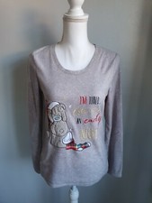 TU Tatty Teddy Grey Loungewear Top Size 8 Womens long sleeve