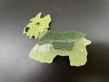 Vintage Lea Stein green Scottie/Westie Kimdoo Terrier Dog Brooch Signed