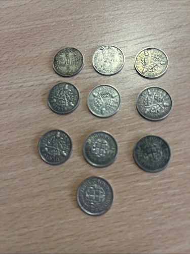 10x british silver - 3d,