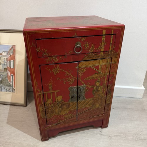 Chinese red lacquer cabinet - lacquer,