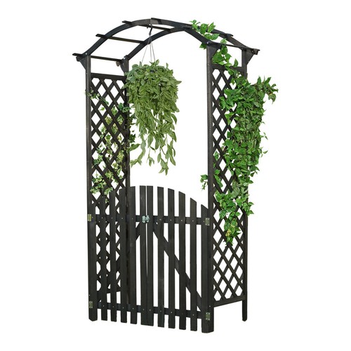 Rose arch black wooden - black, pergola