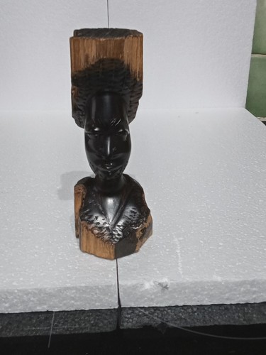 Vintage hand carved bust ebony - vintage,