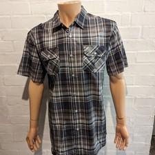 Mens Marc Ecko Cut & Sew Ecko Unltd Shirt Large check button down short sleeve