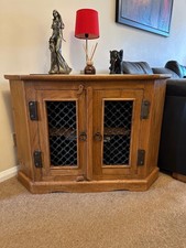 Sheesham Corner Entertainment Unit With Classic Mesh Doors. Excellent Condition