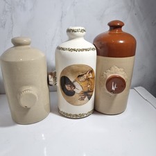 Vintage Heron Cross Faux Water Bottle Foot Bed Warmer Ceramic Art Deco Rare +2