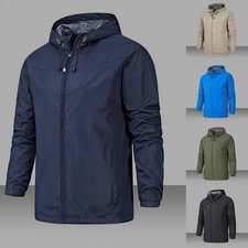 Mens Outdoor Hooded Jacket Tops Waterproof Hiking Fishing Coat Windproof Outwear