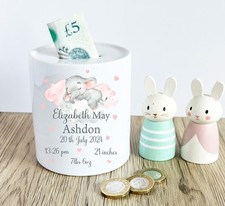 Cute Personalised Child Money Box Child Piggy Bank Keepsake Baby Gift Memento