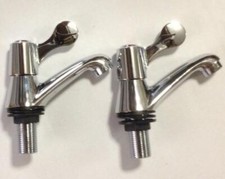Pair LEVER Basin Sink Taps QUARTER TURN 1/4 Hot and Cold Chrome New Boxed
