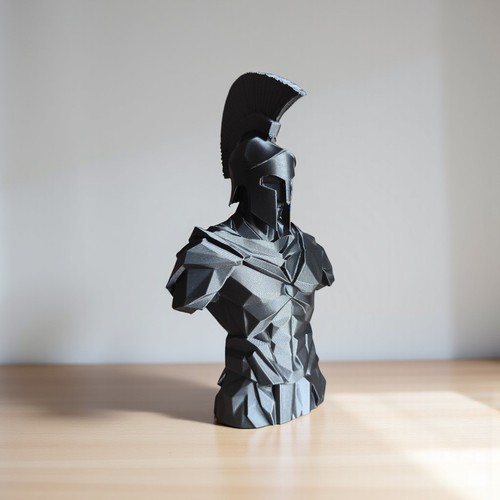 Low poly spartan warrior bust - low,