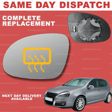 VW Golf mk5 03-08 wing door mirror glass Left Passenger Side Heated