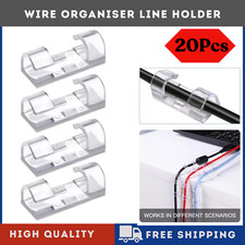 20 Self Adhesive Cable Tidy Clips Stays Wire Organiser Line Holder Wiring Clamps