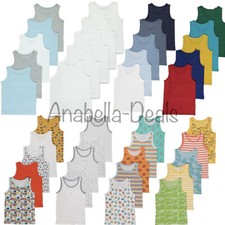 BOYS KIDS 5 PACK VESTS 100%
