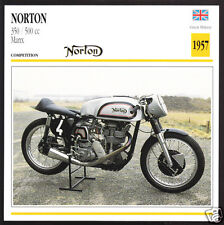 1957 Norton 350cc Short Stroke / 500cc Manx Motorcycle Photo Spec Sheet Card
