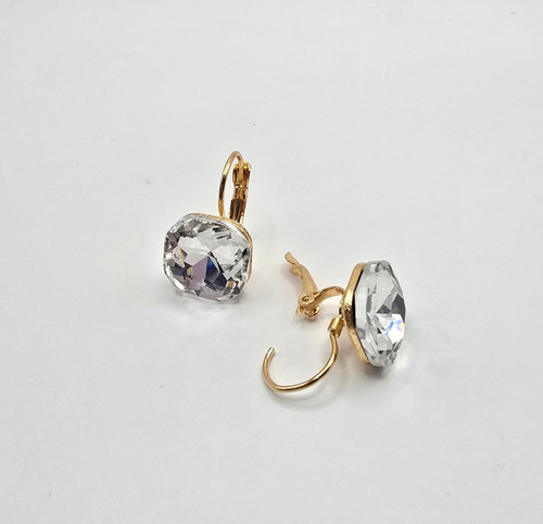 Crystal drop earrings gold - earrings,