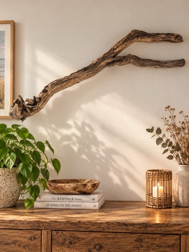 Natural driftwood wall - natural, art