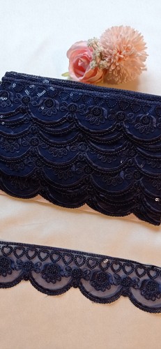 Yards navy blue organza - 3,