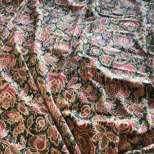 Vintage Lightweight Grey & Pink Paisley Fabric Approx 55” x 67”
