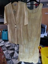 MANDY MARSH - YELLOW CRINKLE DRESS AND JACKET SUIT - SIZE 10