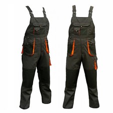 NEW Mens Work Trousers Bib and Brace Overalls Knee Pad Dungarees Multi Pocket