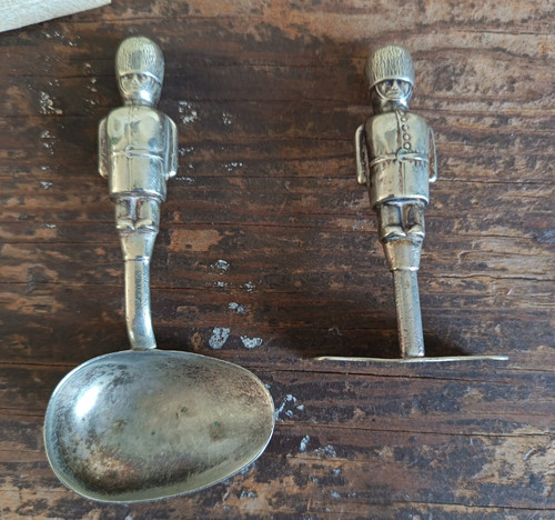 Antique silver plate soldier - plate,