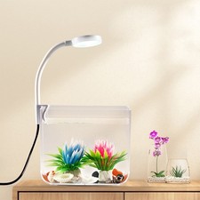 Fish Tank Ecological Aquarium Tank W/ 3W Clip On Lamp Desktop Fish Bowl