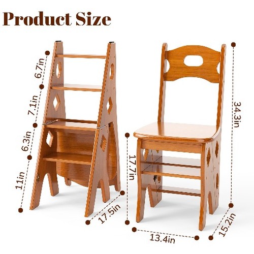 Wooden library step ladder - step,