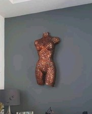 Copper Coin 2p pence Metal Wall Art Female Front Torso Sculpture Abstract NUDE 