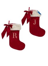 RED ALPHABET INITIAL SANTA CHRISTMAS STOCKING LETTER PERSONALISED VELVET BOW